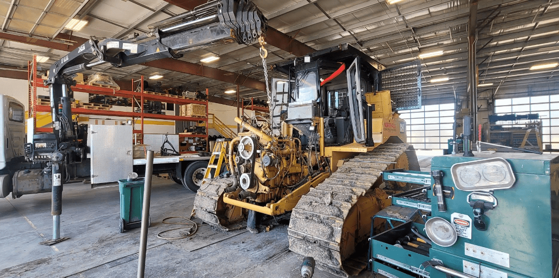 Dozer with engine removed ready for rebuild